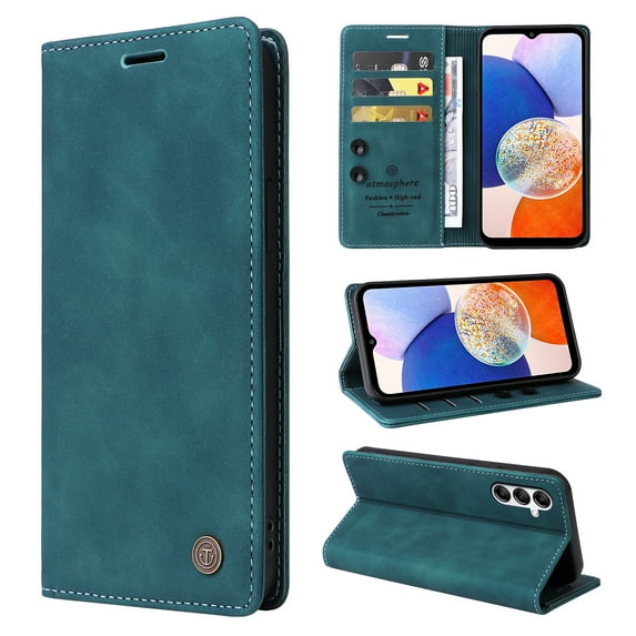 Nalacover Wallet Case for Samsung Galaxy A13 4G - Flip Purse Case with Card Holder Kickstand Suction Cup, Premium Business PU Leather Shockproof Phone Cover for Samsung Galaxy A13 4G - Green