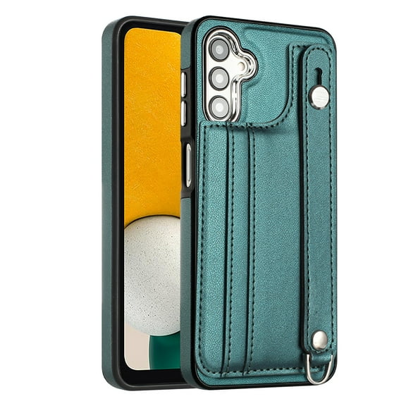 Nalacover Wallet Case for Samsung Galaxy A13 5G, Business PU Leather Unique Design Wristband Kickstand Credit Card Holder Slots Shockproof Scratch Resistant Phone Case for Samsung Galaxy A13 5G,Green