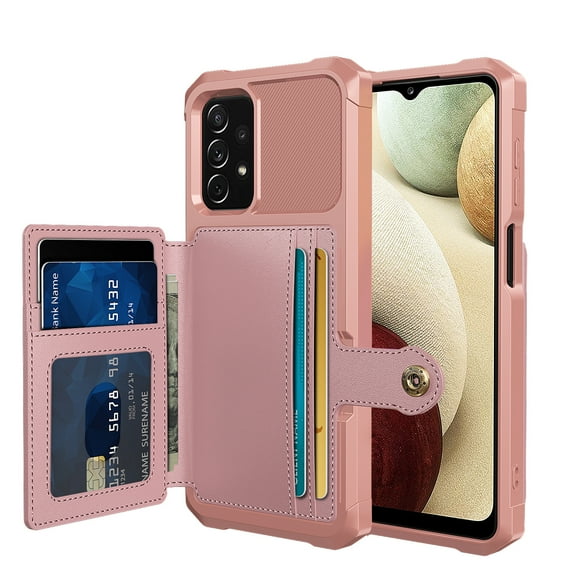 Nalacover Wallet Case for Samsung Galaxy A13 5G Multifunctional Design Back Case, Rugged PC Luxury PU Leather Magnetic Car Mount Cover with Card Slots Holder Shockproof Lens Protective Case,Rosegold