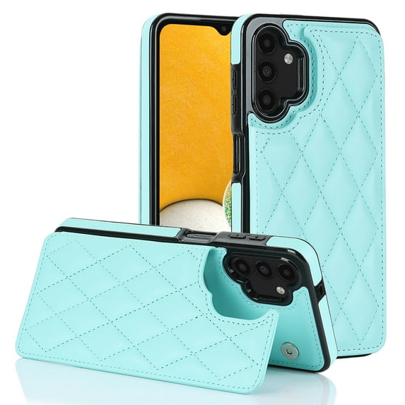 Nalacover Wallet Case for Samsung Galaxy A13 5G, RFID Blocking Card Slots Holder PU Leather Fashion Back Flip Cover with Kickstand Magnetic Buttons Shockproof Case for Samsung Galaxy A13 5G,Mint