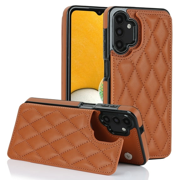Nalacover Wallet Case for Samsung Galaxy A13 5G, RFID Blocking Card Slots Holder PU Leather Fashion Back Flip Cover with Kickstand Magnetic Buttons Shockproof Case for Samsung Galaxy A13 5G,Brown