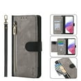 thumbnail image 1 of Nalacover Wallet Case for Samsung Galaxy A13 5G, [RFID Blocking] [Card Slots Holder] [Zipper Pocket] PU Leather Flip Folio Cover with Kickstand Magnetic Clasp Wrist Strap Case Men Women,Black, 1 of 10