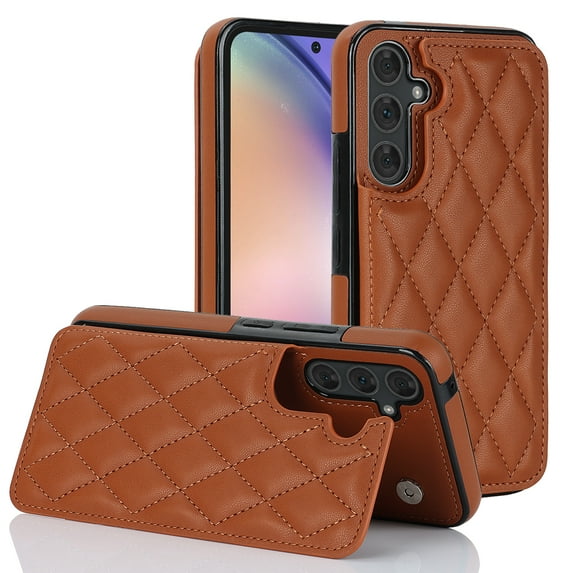 Nalacover Wallet Case for Samsung Galaxy A14 5G, RFID Blocking Card Slots Holder PU Leather Fashion Back Flip Cover with Kickstand Magnetic Buttons Shockproof Case for Samsung Galaxy A14 5G,Brown
