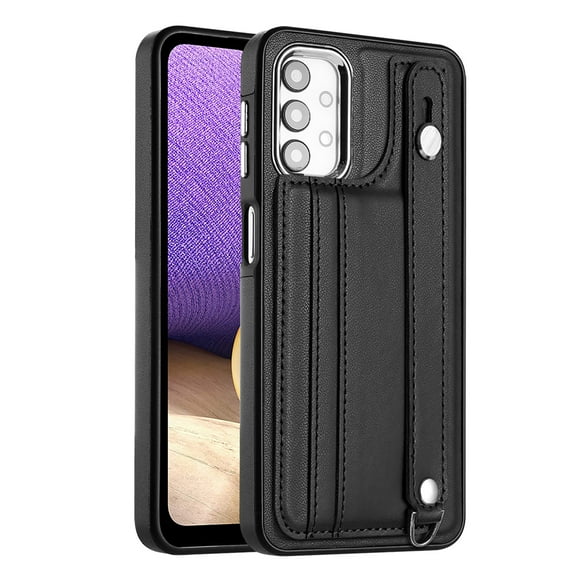 Nalacover Wallet Case for Samsung Galaxy A23 4G, Business PU Leather Unique Design Wristband Kickstand Credit Card Holder Slots Shockproof Scratch Resistant Phone Case for Samsung Galaxy A23 4G,Black