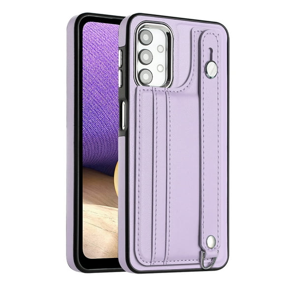 Nalacover Wallet Case for Samsung Galaxy A23 4G, Business PU Leather Unique Design Wristband Kickstand Credit Card Holder Slots Shockproof Scratch Resistant Phone Case for Samsung Galaxy A23 4G,Purple