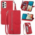 thumbnail image 1 of Nalacover Wallet Case for Samsung Galaxy A23 5G, Embossed Pattern Design Zipper Pocket Handbag Wrist Strap Premium PU Leather Flip Cover with Card Slots Holder Magnetic Clasp Kickstand Case,Red, 1 of 8