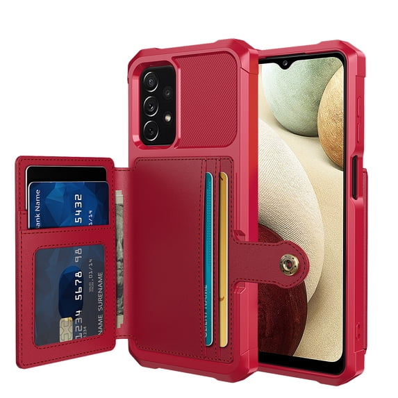 Nalacover Wallet Case for Samsung Galaxy A33 5G Multifunctional Design Back Case, Rugged PC Luxury PU Leather Magnetic Car Mount Cover with Card Slots Holder Shockproof Lens Protective Case, Red