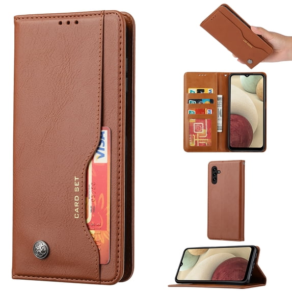 Nalacover Wallet Case for Samsung Galaxy A34 5G with Card Slots Holders Kickstand Magnetic Closure Cover, Premium PU Leather Soft TPU Shockproof Flip Folio Case for Samsung A34 5G,Brown