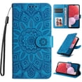 thumbnail image 1 of Nalacover Wallet Case for Samsung Galaxy A34 5G, Exquisite Flower Embossed Pattern Magnetic Clasp PU Leather Flip Folio Cover with Kickstand Card Slots Holder Soft Silicone Shockproof Case,Blue, 1 of 10