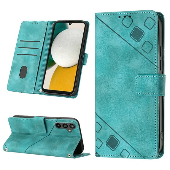 Nalacover Wallet Case for Samsung Galaxy A34 5G, Skin-Friendly PU Leather Shoulder Strap Lanyard Crossbody Magnetic Clasp Flip Folio Cover with Card Slots Holder Kickstand Shockproof Case,Green