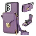 thumbnail image 1 of Nalacover Wallet Case for Samsung Galaxy A52 4G/5G,with Removable Adjustable Shoulder Strap,PU Leather Back Zipper Pocket Card Holder Stand Purse Shockproof Phone Case for Women Men,Purple, 1 of 10