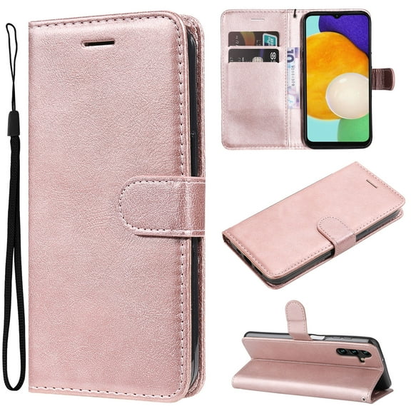 Nalacover Wallet Case for Samsung Galaxy A54 5G, Card Slots Holder Magnetic Clasp Premium Luxury PU Leather Flip Folio Cover with Kickstand Wrist Strap Soft Silicone Shockproof Case,Rosegold