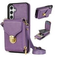 thumbnail image 1 of Nalacover Wallet Case for Samsung Galaxy A54 5G,with Removable Adjustable Shoulder Strap,PU Leather Back Zipper Pocket Card Holder Stand Purse Shockproof Phone Case for Women Men,Purple, 1 of 13