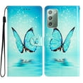 thumbnail image 1 of Nalacover Wallet Case for Samsung Galaxy Note 20 with Painting Pattern PU Leather Magnetic Kickstand Flip Folio Cover, Card Slots Holder Soft Silicone Shockproof Protective Case, Blue Butterfly, 1 of 8