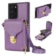 thumbnail image 1 of Nalacover Wallet Case for Samsung Galaxy Note20 Ultra,with Removable Adjustable Shoulder Strap,PU Leather Back Zipper Pocket Card Holder Stand Purse Shockproof Phone Case for Women Men,Purple, 1 of 10