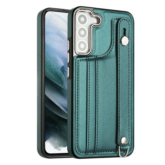 Nalacover Wallet Case for Samsung Galaxy S21 FE, Business PU Leather Unique Design Wristband Kickstand Credit Card Holder Slots Shockproof Scratch Resistant Phone Case for Samsung Galaxy S21 FE,Green