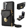 thumbnail image 1 of Nalacover Wallet Case for Samsung Galaxy S21 FE,with Removable Adjustable Shoulder Strap,PU Leather Back Zipper Pocket Card Holder Stand Purse Shockproof Phone Case for Women Men,Black, 1 of 17
