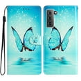 thumbnail image 1 of Nalacover Wallet Case for Samsung Galaxy S21 with Painting Pattern PU Leather Magnetic Kickstand Flip Folio Cover, Card Slots Holder Soft Silicone Shockproof Protective Case, Blue Butterfly, 1 of 8