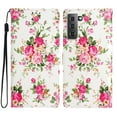 thumbnail image 1 of Nalacover Wallet Case for Samsung Galaxy S21 with Painting Pattern PU Leather Magnetic Kickstand Flip Folio Cover, Card Slots Holder Soft Silicone Shockproof Protective Case, Red Flower, 1 of 8