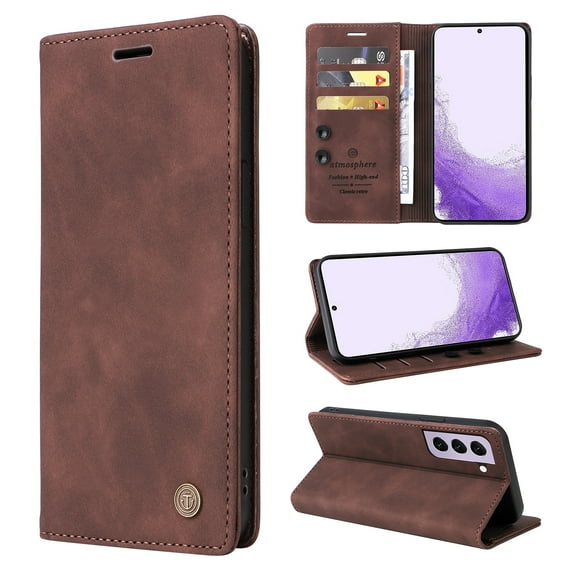 Nalacover Wallet Case for Samsung Galaxy S21 Plus - Flip Purse Case with Card Holder Kickstand Suction Cup, Premium Business PU Leather Shockproof Phone Cover for Samsung Galaxy S21 Plus - Coffee