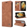 thumbnail image 1 of Nalacover Wallet Case for Samsung Galaxy S21 Ultra - Flip Purse Case with Card Holder Kickstand Suction Cup, Premium Business PU Leather Shockproof Phone Cover for Samsung Galaxy S21 Ultra - Brown, 1 of 8