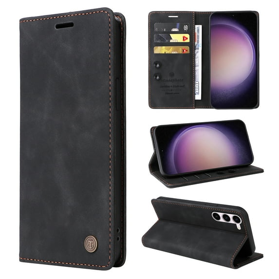 Nalacover Wallet Case for Samsung Galaxy S22 - Flip Purse Case with Card Holder Kickstand Suction Cup, Premium Business PU Leather Shockproof Phone Cover for Samsung Galaxy S22 - Black