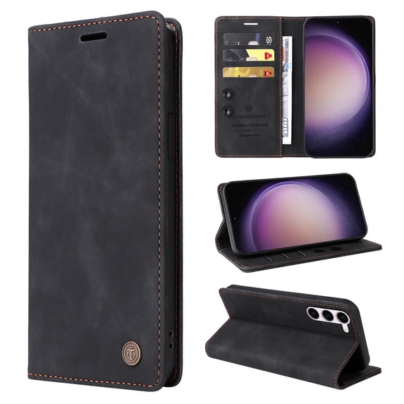 Nalacover Wallet Case for Samsung Galaxy S22 Plus - Flip Purse Case with Card Holder Kickstand Suction Cup, Premium Business PU Leather Shockproof Phone Cover for Samsung Galaxy S22 Plus - Black