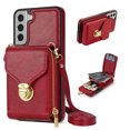 thumbnail image 1 of Nalacover Wallet Case for Samsung Galaxy S22 Plus,with Removable Adjustable Shoulder Strap,PU Leather Back Zipper Pocket Card Holder Stand Purse Shockproof Phone Case for Women Men,Red, 1 of 17