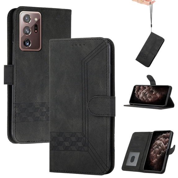 Nalacover Wallet Case For Samsung Galaxy S22 Ultra,Luxury Premium PU Leather and Soft TPU Magnetic Flip Stand Card Slots with Detachable Wrist Strap Shockproof 360 Protection Cover,Black