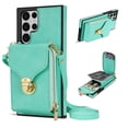thumbnail image 1 of Nalacover Wallet Case for Samsung Galaxy S22 Ultra,with Removable Adjustable Shoulder Strap,PU Leather Back Zipper Pocket Card Holder Stand Purse Shockproof Phone Case for Women Men,Mint, 1 of 8