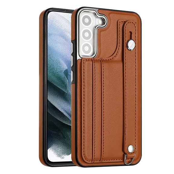 Nalacover Wallet Case for Samsung Galaxy S23 Plus, Business PU Leather Unique Design Wristband Kickstand Credit Card Holder Slots Shockproof Scratch Resistant Phone Case for Galaxy S23 Plus,Brown