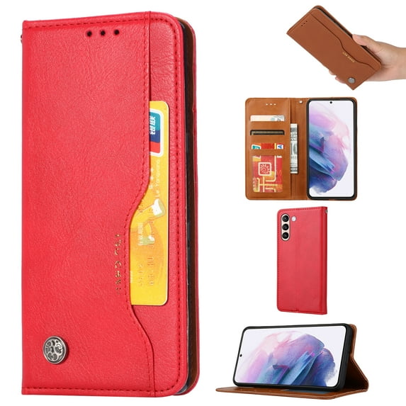 Nalacover Wallet Case for Samsung Galaxy S23 Plus with Card Slots Holders Kickstand Magnetic Closure Cover, Premium PU Leather Soft TPU Shockproof Flip Folio Case for Samsung S23 Plus,Red
