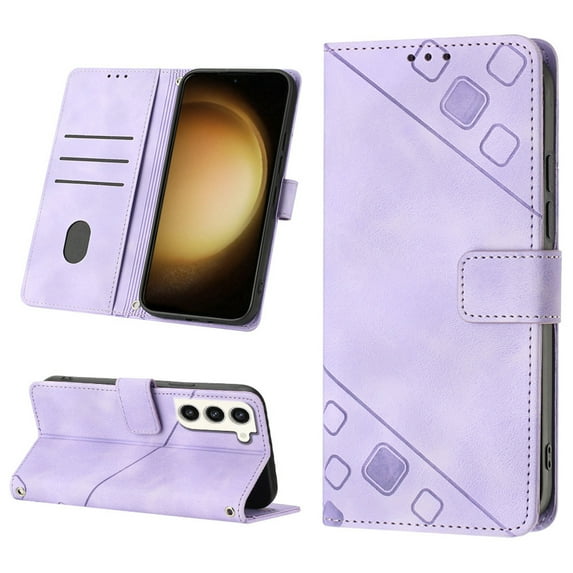 Nalacover Wallet Case for Samsung Galaxy S23 Plus, Skin-Friendly PU Leather Shoulder Strap Lanyard Crossbody Magnetic Clasp Flip Folio Cover with Card Slots Holder Kickstand Shockproof Case,Purple