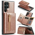 thumbnail image 1 of Nalacover Wallet Case for Samsung Galaxy S24 Ultra, 2 in 1 Design Luxury PU Leather Cover with Detachable Card Holder for Galaxy S24 Ultra, Zipper Purse Kickstand Shockproof Case, Rosegold, 1 of 11
