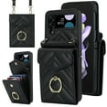 thumbnail image 1 of Nalacover Wallet Case for Samsung Galaxy Z Flip 4, RFID Blocking Crossbody Premium PU Leather Lanyard Shoulder Strap Back Purse Cover with Card Slots Metal Ring Holder Shockproof Case,Black, 1 of 7