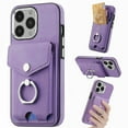 thumbnail image 1 of Nalacover Wallet Case for iPhone 11 Pro, Premium Leather Case with Card Holder, 360°Rotation Ring Kickstand, RFID Blocking Protective Magnetic Back Clsoure Case For iPhone 11 Pro, Purple, 1 of 11