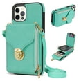 thumbnail image 1 of Nalacover Wallet Case for iPhone 12 Pro Max,with Removable Adjustable Shoulder Strap,PU Leather Back Zipper Pocket Card Holder Stand Purse Shockproof Phone Case for Women Men,Mint, 1 of 10
