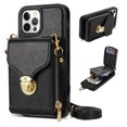 thumbnail image 1 of Nalacover Wallet Case for iPhone 12 Pro Max,with Removable Adjustable Shoulder Strap,PU Leather Back Zipper Pocket Card Holder Stand Purse Shockproof Phone Case for Women Men,Black, 1 of 10