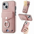 thumbnail image 1 of Nalacover Wallet Case for iPhone 13, Premium Leather Case with Card Holder, 360°Rotation Ring Kickstand, RFID Blocking Protective Magnetic Back Clsoure Case For iPhone 13, Pink, 1 of 13