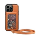 thumbnail image 1 of Nalacover Wallet Case for iPhone 13 Pro Max, Exquisite Leaf Pattern Card Slots Holder Wrist Hand Strap Premium PU Leather Flip Cover with Kickstand Magnetic Clasp Protective Case,Brown, 1 of 8