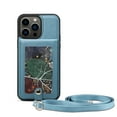 thumbnail image 1 of Nalacover Wallet Case for iPhone 13 Pro Max, Exquisite Leaf Pattern Card Slots Holder Wrist Hand Strap Premium PU Leather Flip Cover with Kickstand Magnetic Clasp Protective Case,Blue, 1 of 8