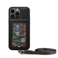 thumbnail image 1 of Nalacover Wallet Case for iPhone 13 Pro Max, Exquisite Leaf Pattern Card Slots Holder Wrist Hand Strap Premium PU Leather Flip Cover with Kickstand Magnetic Clasp Protective Case,Black, 1 of 8