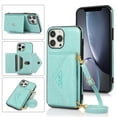 thumbnail image 1 of Nalacover Wallet Case for iPhone 13 Pro Max,Luxury PU Leather+Soft TPU Magnetic Clasp Flip Credit Card Slots Kickstand Back Cover with Detachable Crossbody Lanyard Strap.For iPhone 13 Pro Max,Mint, 1 of 10