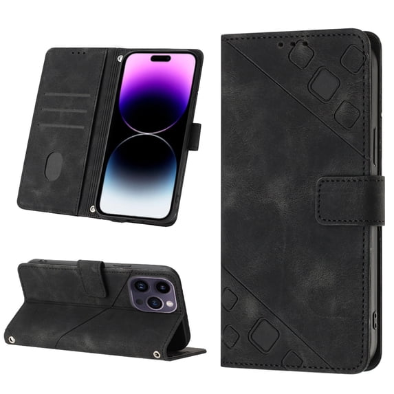 Nalacover Wallet Case for iPhone 13 Pro Max, Skin-Friendly PU Leather Shoulder Strap Lanyard Crossbody Magnetic Clasp Flip Folio Cover with Card Slots Holder Kickstand Shockproof Case,Black