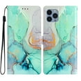 thumbnail image 1 of Nalacover Wallet Case for iPhone 13 Pro with Painting Pattern PU Leather Magnetic Kickstand Flip Folio Cover, Card Slots Holder Soft Silicone Shockproof Protective Case, Green Marble, 1 of 8
