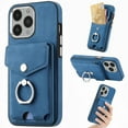 thumbnail image 1 of Nalacover Wallet Case for iPhone 13 Pro, Premium Leather Case with Card Holder, 360°Rotation Ring Kickstand, RFID Blocking Protective Magnetic Back Clsoure Case For iPhone 13 Pro, Blue, 1 of 13