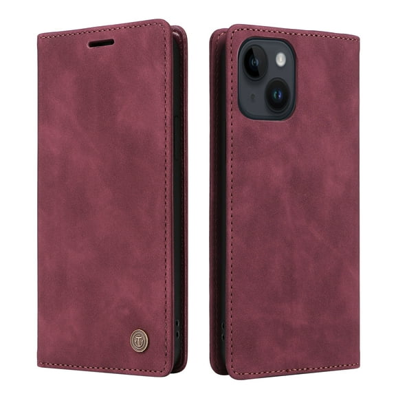 Nalacover Wallet Case for iPhone 14 Plus 6.7" - Flip Purse Case with Card Holder Kickstand Suction Cup, Premium Business PU Leather Shockproof Phone Cover for iPhone 14 Plus - Red