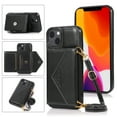 thumbnail image 1 of Nalacover Wallet Case for iPhone 14 Plus,Luxury PU Leather + Soft TPU Magnetic Clasp Flip Credit Card Slots Kickstand Back Cover with Detachable Crossbody Lanyard Strap.For iPhone 14 Plus,Black, 1 of 10