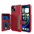 thumbnail image 1 of Nalacover Wallet Case for iPhone 14 Plus Multifunctional Design Back Case, Rugged PC Luxury PU Leather Magnetic Car Mount Cover with Card Slots Holder Shockproof Lens Protective Case, Red, 1 of 7
