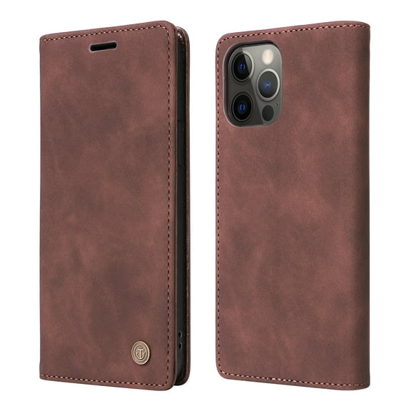 Nalacover Wallet Case for iPhone 14 Pro Max 6.7" - Flip Purse Case with Card Holder Kickstand Suction Cup, Premium Business PU Leather Shockproof Phone Cover for iPhone 14 Pro Max - Coffee